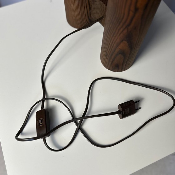 Image 1 of Vintage 'Model 19' Temde Leuchten tafellamp in hout en handgeblazen glas