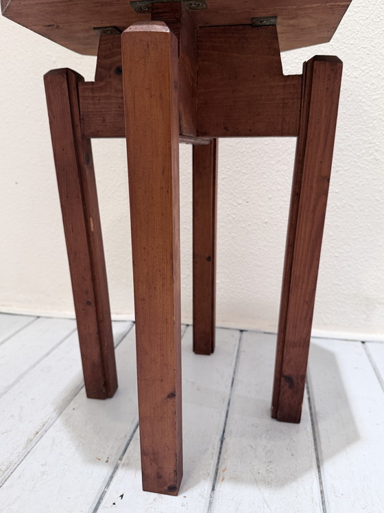 Vintage Brutalist Solid Wood Stool / Side Table (photo 8 of 12)