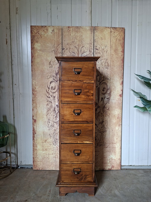 Teak Drawer Cabinet, Pharmacy Cabinet, File Cabinet Dim. 41x41cm And 135cm High