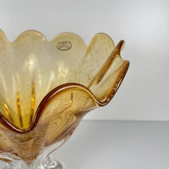 Image 1 of Murano-stijl amberkleurige glazen schaal, 1970