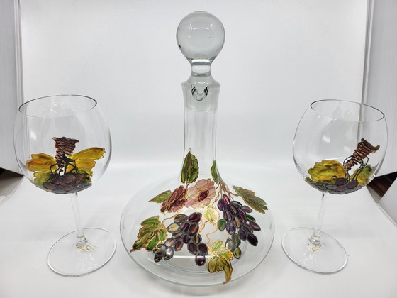 Image 1 of Weinservice Cristal d'Arques Frankreich handbemalt set of 3