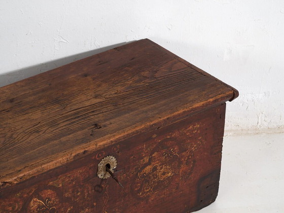 Baule antico dipinto con motivi floreali e serratura in ferro (c.1820) #47 – Cassettiere, Iron (photo 11 of 40)