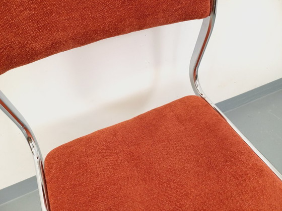 Image 1 of Vintage cantilever chair in chromed metal and fabric from the '70s