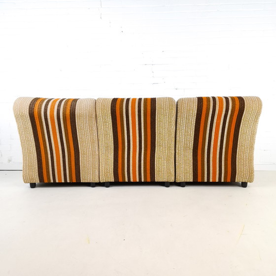 Image 1 of Canapé modulable vintage des années 70, en tissu velours côtelé, orange-brun