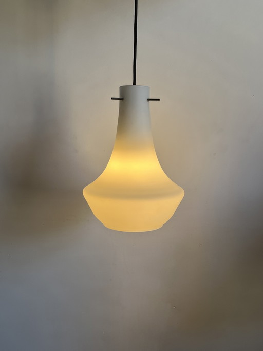 Opal glass pendant light in the Stilnovo style, 1960s Italy