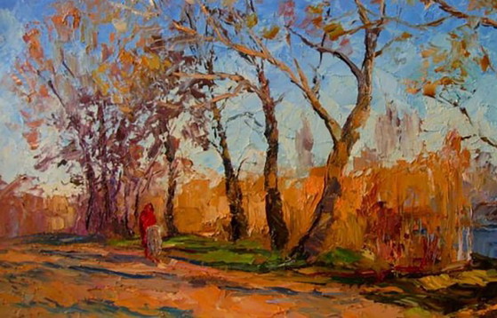 Origineel olieverfschilderij Herfstlandschap Natuur Rivier Tijdens een wandeling – Schilderijen & Tekeningen (photo 5 of 8)