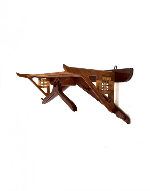 Vintage Deense teakhouten wandkapstok ‘60