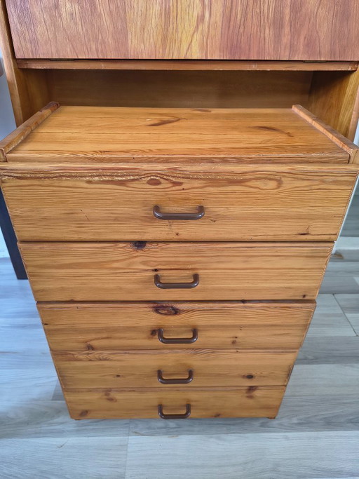 Cómoda/aparador vintage de pino – estilo retro de los años 70
