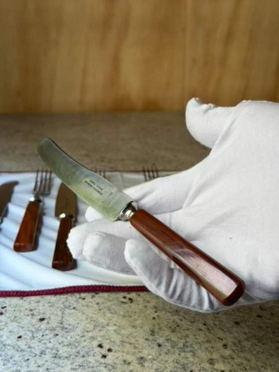 Vintage Carl Voos Solingen German Flatware Set - 12 Piece MCM Knife And Fork Set - Rostfrei Stainless Steel (photo 21 of 32)
