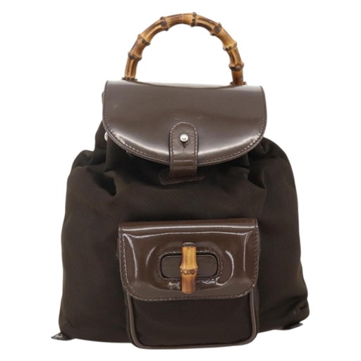 Sac à dos vintage en bambou Gucci – rugzakken, Leather, Canvas