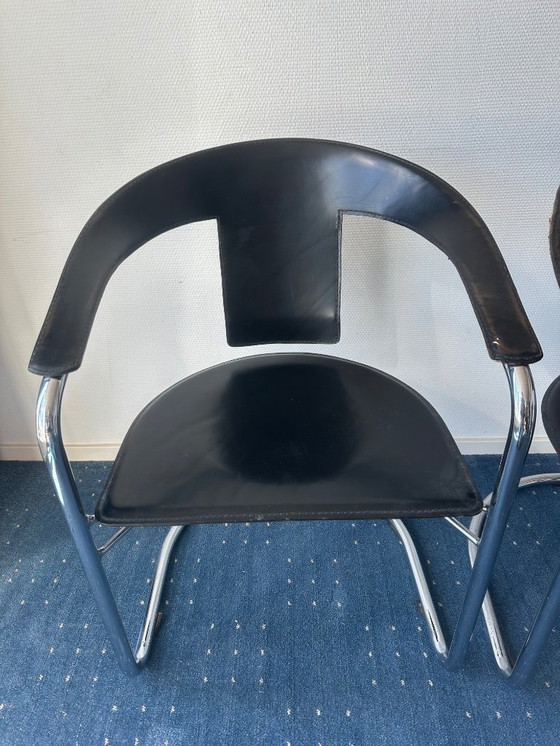 Image 1 of Designer chairs – A. Rizzatto – set of 4 – chrome & black