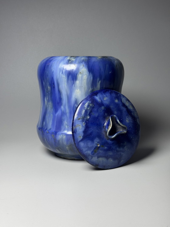 Image 1 of Roger Guérin (1896-1954) - Art Deco Lidded Jar – Rare Form, Cobalt Blue Glaze