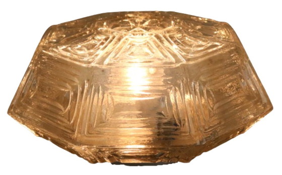 Image 1 of NOS Wika hexagon plafondlamp plafonniere glas vintage