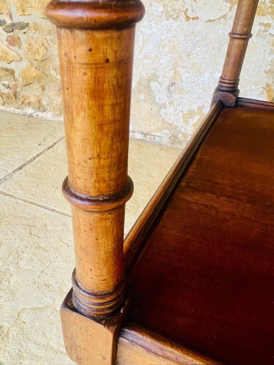 Image 1 of Three-Tiered, Walnut Turned Wood, Faux Bamboo, Side Table, 1930s