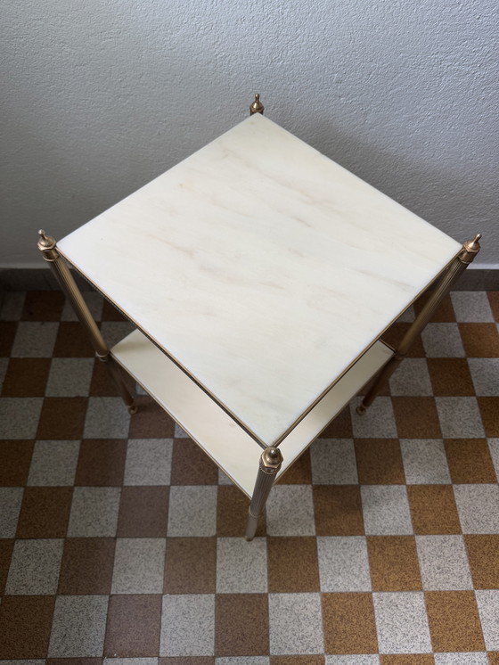 Image 1 of 60s brass marble side table
