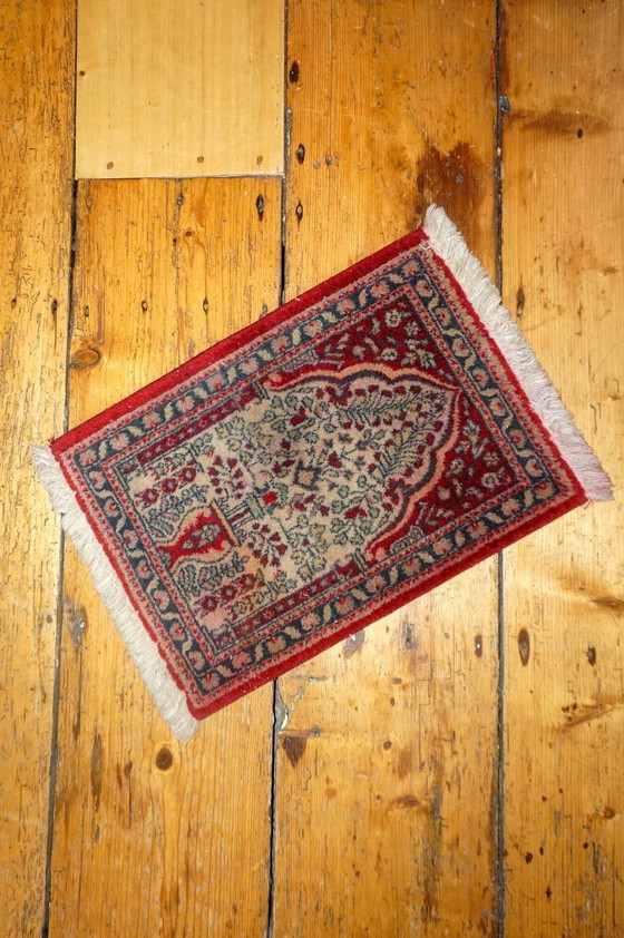 Image 1 of vintage wool prayer rug * red small oriental rug * hand knotted mat * persian rug * entryway door mat 
