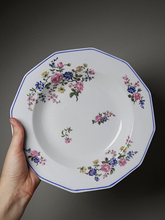 Image 1 of 4 piatti fondi in porcellana di Limoges Bernardaud con decoro floreale degli anni '20-'50