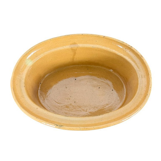 Antike französische Terrakotta-Kasserolle mit Deckel, Tischdekoration, Keramik, Braun, Rustic (Foto 7 von 9)