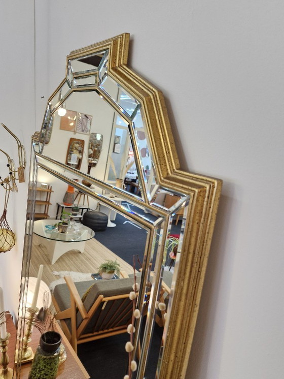 Image 1 of Vintage spiegel DeKnudt messing facet geslepen