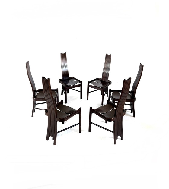 Image 1 of Set of 6 vintage Allmilmö dining chairs, 1980s