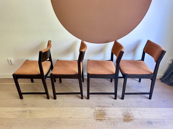 Image 1 of Vintage Wengé Hout Deens Design Eetkamerstoelen 4 Stuks