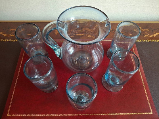 Image 1 of Set per aranciata in vetro soffiato, tipo Biot