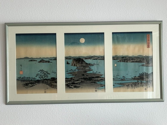 Image 1 of 7 tableaux japonais encadrés – Motif Hiroshige