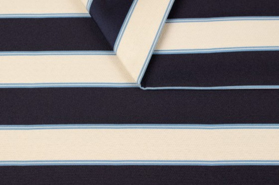 Image 1 of Gestreifte Esszimmerstühle Set aus 6 gestreiften Farbic und Buche dunkel Nussbaumholz