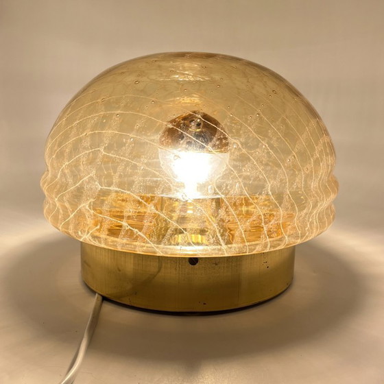 Image 1 of Vintage wand- en plafondlamp in Space Age-stijl met amberkleurig glas, circa jaren 70.