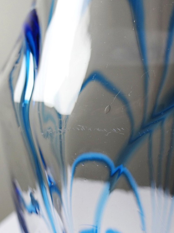 Image 1 of Large blue and transparent Murano blown glass vase, Italy, 1960s-70s
