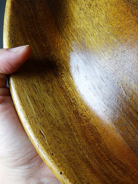Image 1 of Coupe en bois teck ou acacia, vintage artisanat années 70-2000