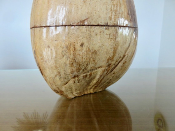 Image 1 of Large ice bucket, ice cube tray, 1970s. Vintage coconut ice bucket