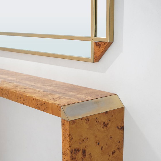 Image 1 of Console table with mirror in briar root by Mario Falcone for Fratelli Turri, 1970s