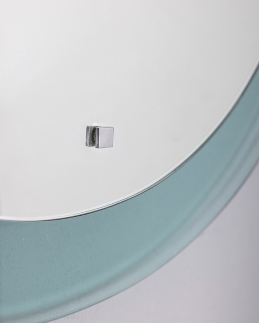 Vintage 1970s round wall mirror in smoked glass, Italian design 