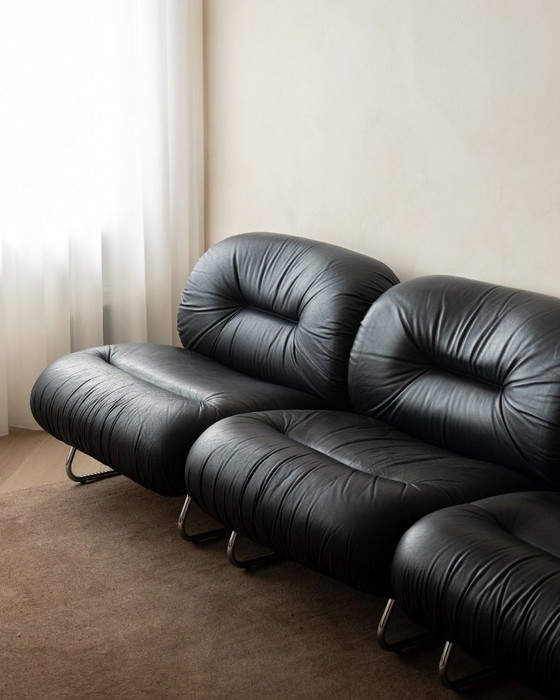 Italian Leather And Chrome Lounge Chairs, 1980s, Set Of 3 – Armchairs (photo 7 of 23)
