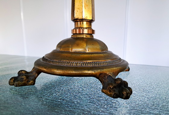 Image 1 of Lampada da tavolo a colonna francese in bronzo