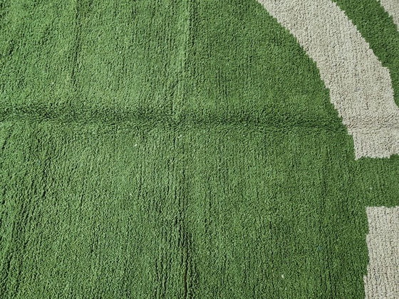 Image 1 of Handgemaakt groen vloerkleed van natuurlijke wol, afmeting 2/3 m