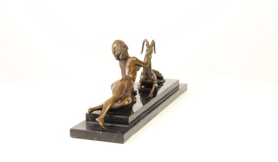 Image 1 of BRONZE STATUE OF AN AMAZON WITH ANTILOPE