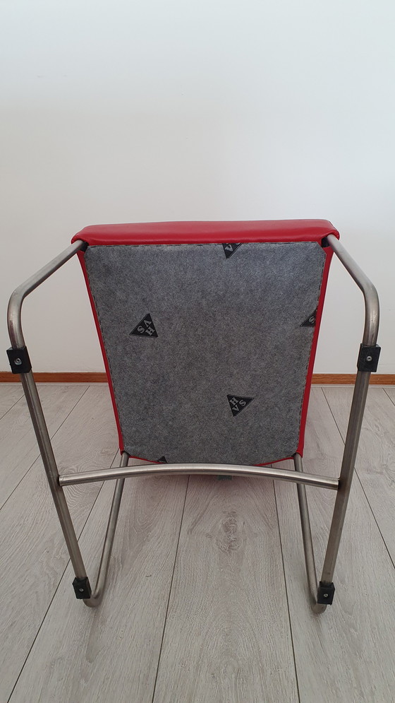 Image 1 of 4 sedie da pranzo in pelle rossa HVS