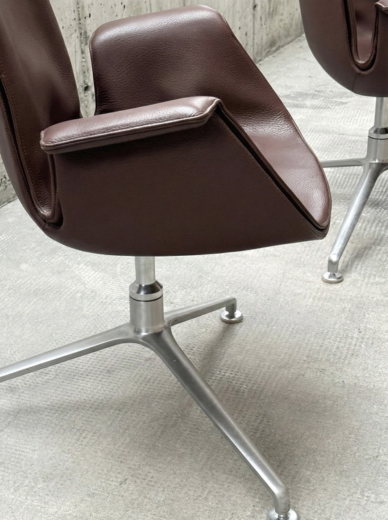 Image 1 of JUEGO DE 2 SILLONES FABRICIUS & KASTHOLM KNOLL FK 6727-3G SILLA GIRATORIA DE CUERO