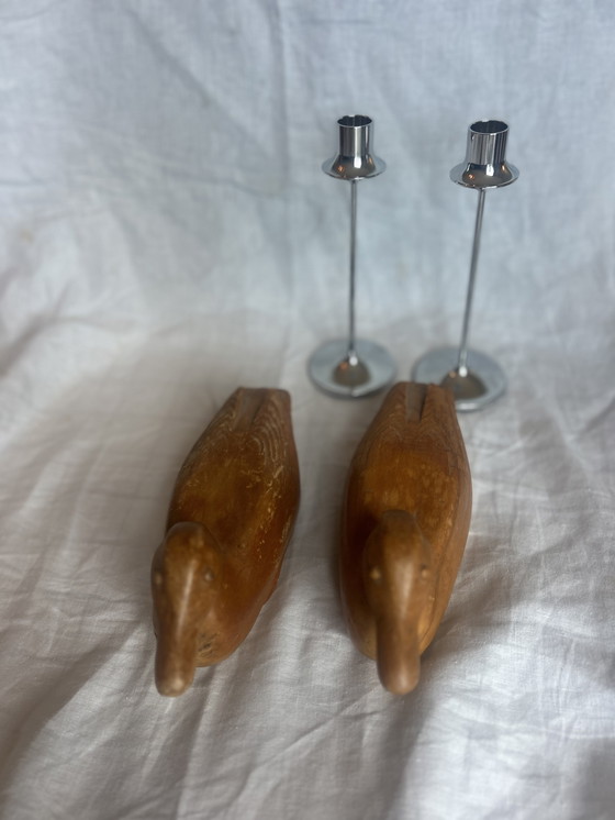 Image 1 of Houten vintage eenden koppel lokeend prachtig mooi huwelijkscadeau handgemaakt