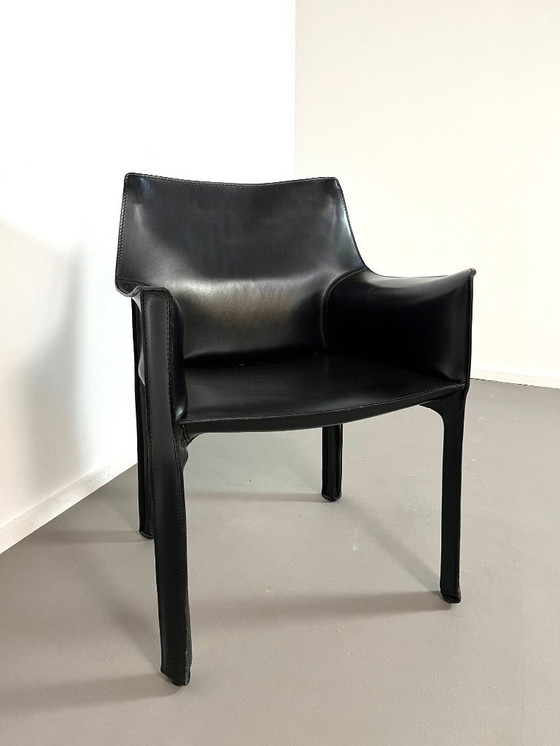 Image 1 of Poltrona CAB 413 in pelle nera di Mario Bellini per Cassina, anni '80.