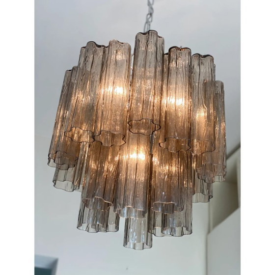 Image 1 of Lustre Tronchi gris en verre d'art italien – Style Venini