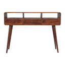 Console Table with 3 Drawers in Solid Mango Wood with Chestnut Finish