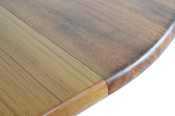 Image 1 of Table de salle à manger ronde extensible en teck massif danois 'Hurup' Vintage
