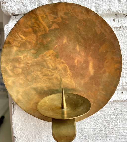 Art Deco wandkaarsenhouder van messing, ca. 1920-1940
