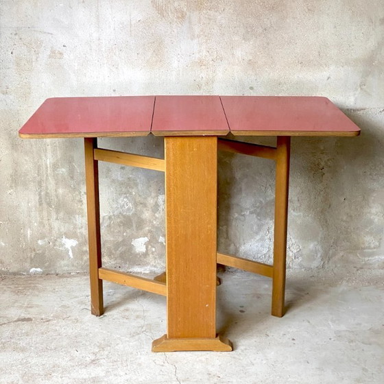 Image 1 of Vintage 1980s red Formica folding table