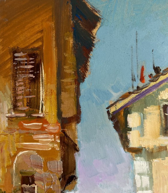 Image 1 of Original Oil Painting Summer Street Landscape Summer walk around the city