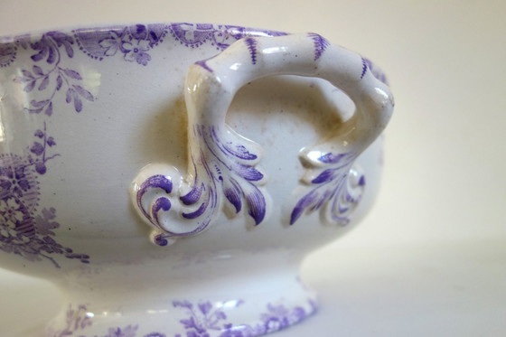 Image 1 of Soupière Longwy Modèle Hanoi Terre de Fer Début XXème