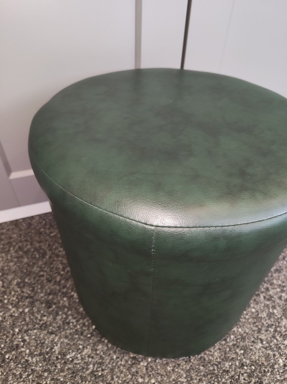 Groene vintage poef / hocker, Hockers en poefs, Skai (foto 2 van 7)